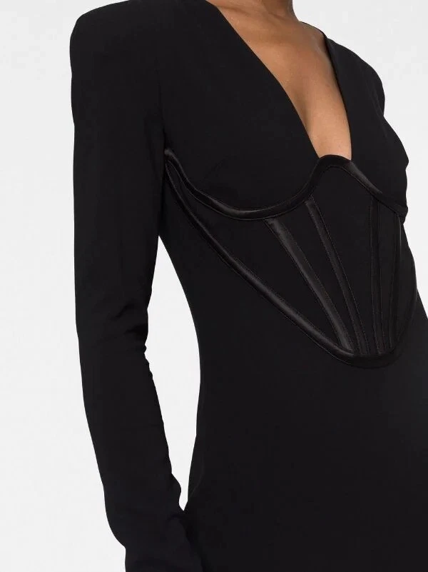 Mini abito Versace scollo a tuffo nuovo con etichette nero taglia: US6 IT42