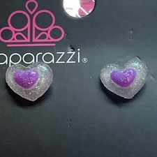 Paparazzi   Kids, Ladies, Teens PURPLE HEART   Post earrings   NWT   LOOK  