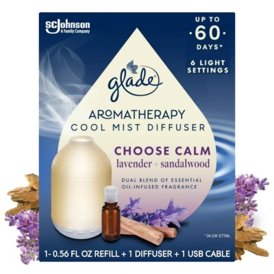 Glade Aromatherapy Diffuser & Essential Oil Air Freshener Choose Calm Lavender