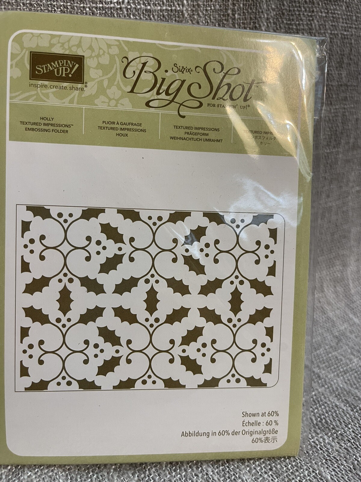 Stampin’ Up! Holly Textured Impressions Embossing Folder Sizzix Big Shot Holiday