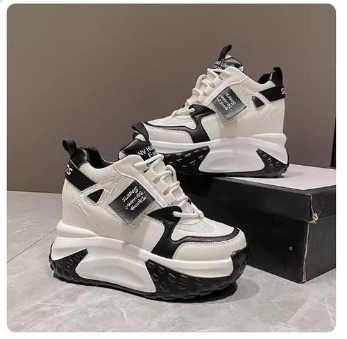 Scarpe per donna con zeppa interno 10cm lacci casual sport ginnastica da 34 A 40 - Foto 7 di 20