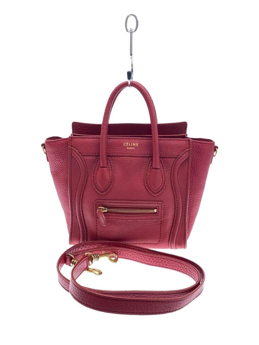 CELINE handbag luggage nano 2 way leather red plain Used | eBay
