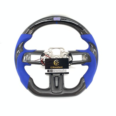 For Ford Mustang 15-23 SHELBY GT350 real carbon fiber steering wheel with LED