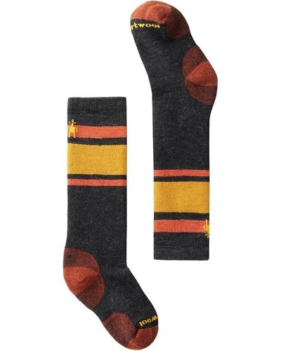 Smartwool Socks Kids XS Black Striped Stretch Wintersport Full Cushion ERK1339 - Picture 2 of 8