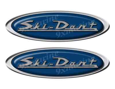 Two Ski Dart Classic Oval Stickers 10'' long- Rendered to look puffy