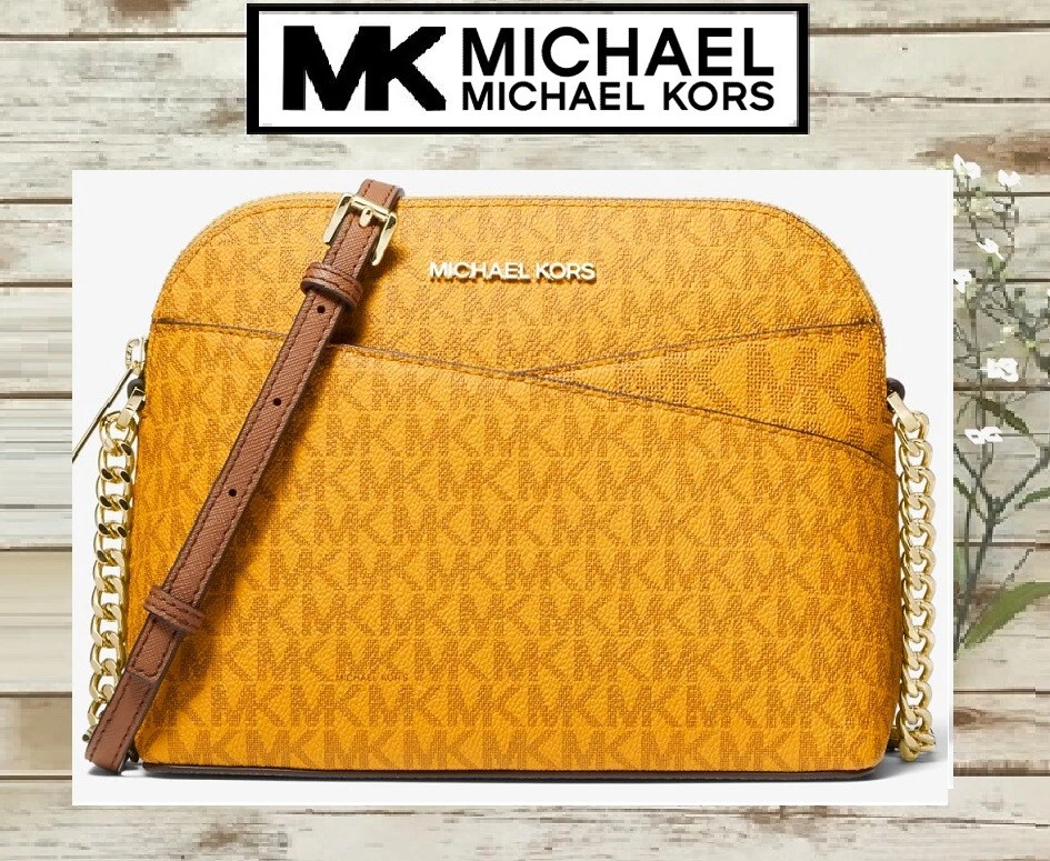 MICHAEL KORS Jet Set SM X-body Accessories Attached Pouches In BROWN  MARIGOLD