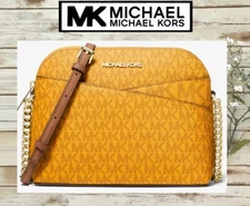 NWT MICHAEL KORS Jet set Travel Medium Dome XCross Crossbody Bag In MARIGOLD