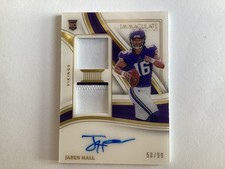 2023 Immaculate Jaren Hall Rookie (RC) Dual Color Dual Patch Auto /99 Vikings