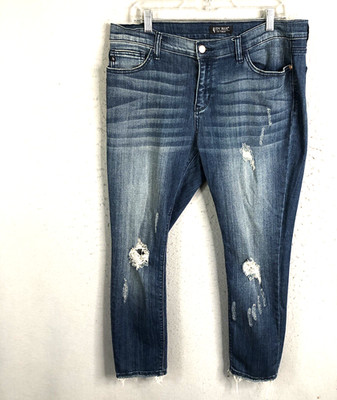 Judy Blue Jeans Womens  1XL Blue Skinny Fit  Distressed Ripped Torn Grunge