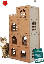 NEW, Castle Tower Multi-Level Cardboard Cat House for Indoor Cats with,Brown  