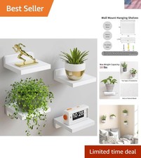Versatile Rustic White Floating Shelves - Wall-Mounted Set of 4 for All Spaces