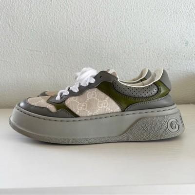 Gucci Dali GG Monogram Platform Sneakers Gray Low Top Canvas Size EU 37