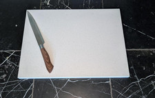 White Classic Quartz Chopping Board: Polished Stone Kitchen Serving Board 44x32