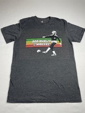 Bob Marley Soccer Gray ShortSleeve T-Shirt M Reggae Rasta Music Graphic Tee Men