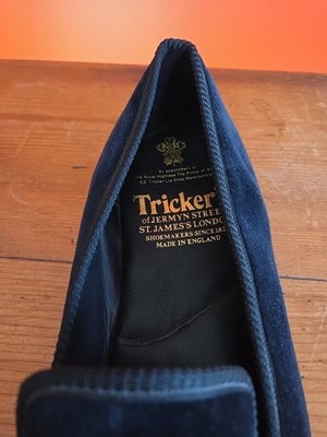 Tricker’s Made For Wilkes Bashford Black Velvet London Crested Slippers Size 12 Tricker main image 4