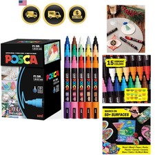 Paint Art Markers, Set of 15 5M Medium Acrylic Markers with Reversible Tips, ...