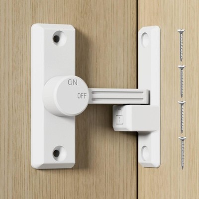 Barn Door Lock Latch 90 or 180 Degree White Zinc Alloy Security Slide Guard