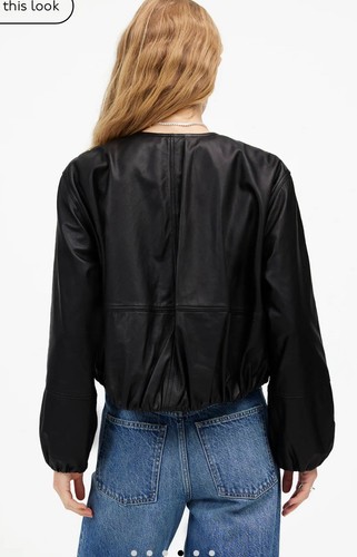 Madewell NWT $525 Leather Bubble Sleeve Jacket XL BLACK- Current Season - Picture 7 of 7