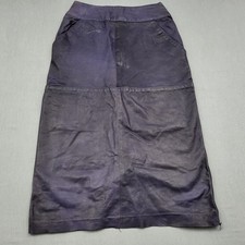 VINTAGE Gino Di Giorgio Skirt Womens 5/6 Leather A Line Midi Zip Pockets Blue 