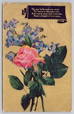 1910 Gilded Floral Postcard Rose Forget-Me-Not Poem Los Angeles CA Posted