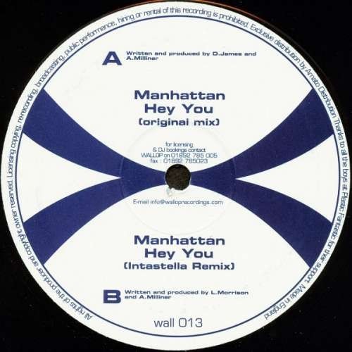 Manhattan - Hey You 12"" Vinyl Electronic Progressive House, Tribal 28417
