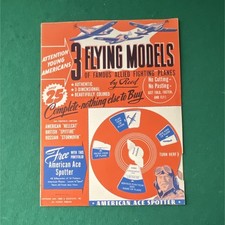 Reed Associates 1944 American Ace Spotter 3 Flying Paper Models Vintage Toy
