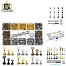 Complete Leather Rivets Kit - 480 Pieces, 3 Sizes, Tools for Effortless Crafting