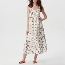 a new day White/Black Strapless Tiered Polka Dot Maxi Dress NWT