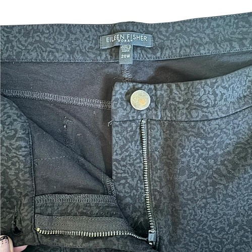 Eileen Fisher 20W Pantalone Nero Jacquard Slim Caviglia Elasticizzato Minimalista Chic P15 - Foto 4 di 9