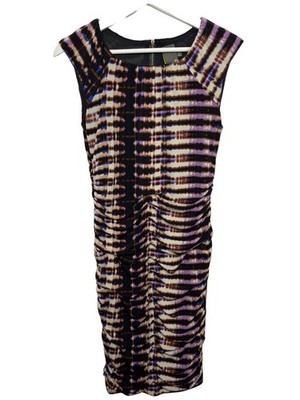 Taylor Sheath Dress Womens 4 Black Purple Ruched Career Bodycon