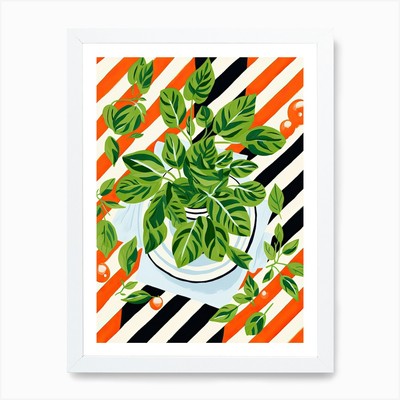 Basil Summer Illustration 3 Kunst Pri gerahmtes Wandbild Poster Leinwanddruck Bild