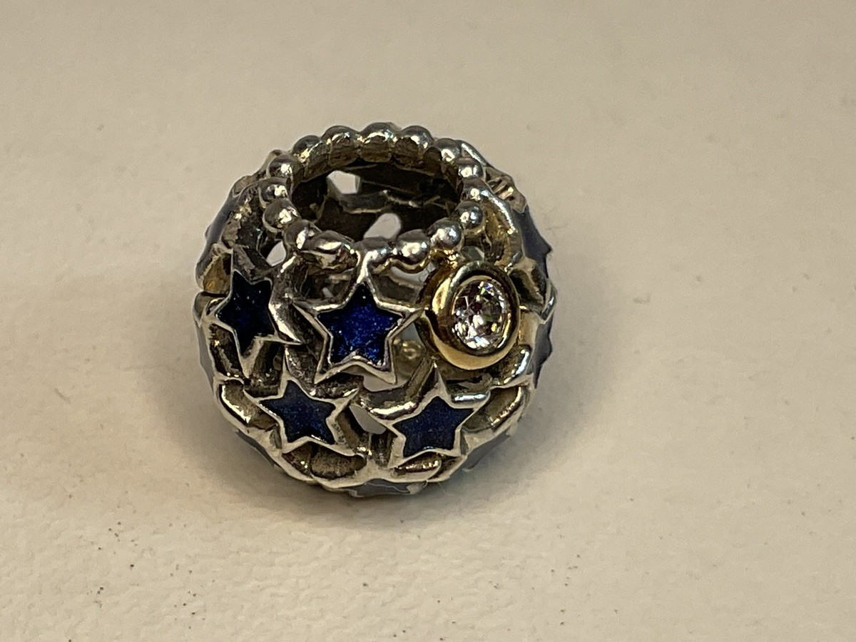 Pandora Two Toned Night Sky Charm Retired 14k Accent View 3