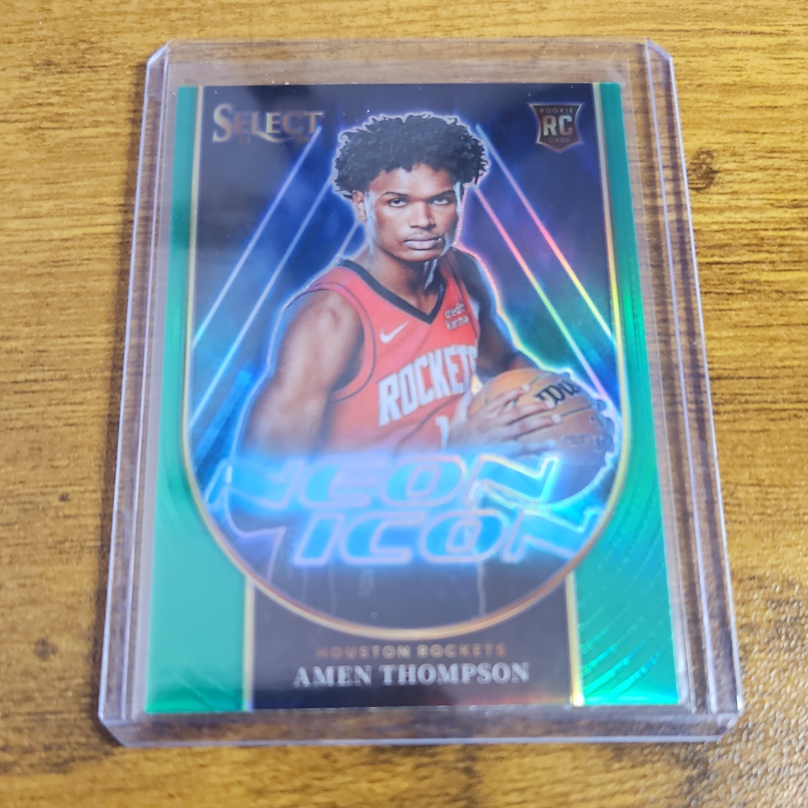 Amen Thompson 2023-24 Panini Select #20 Neon Icon Green Prizms Rockets