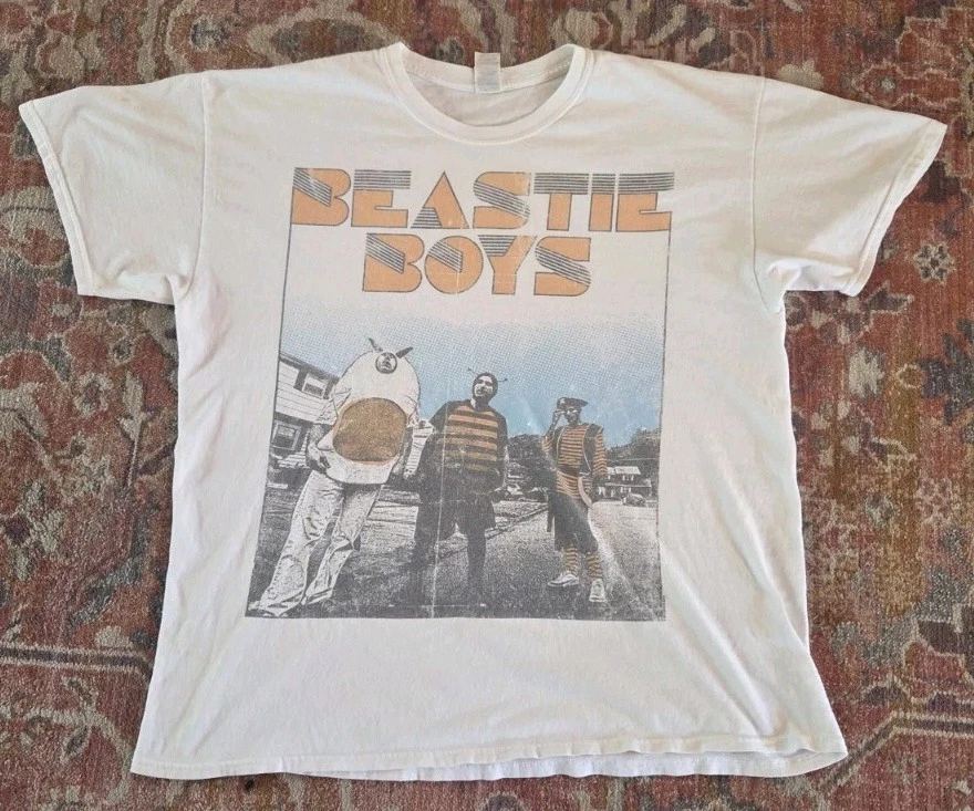 T-shirt Vintage Beastie Boys - Homme Taille L - Marque Gildan - Jaune - Occasion Très Bon état