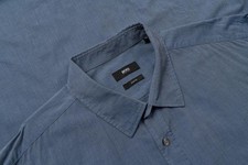 Men Hugo Boss Shirt Navy Cotton 44 / XXL / 52