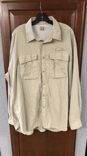 Columbia Mens PFG Omni-Shade Long Sleeve Button Up Khaki Shirt XL with Pockets