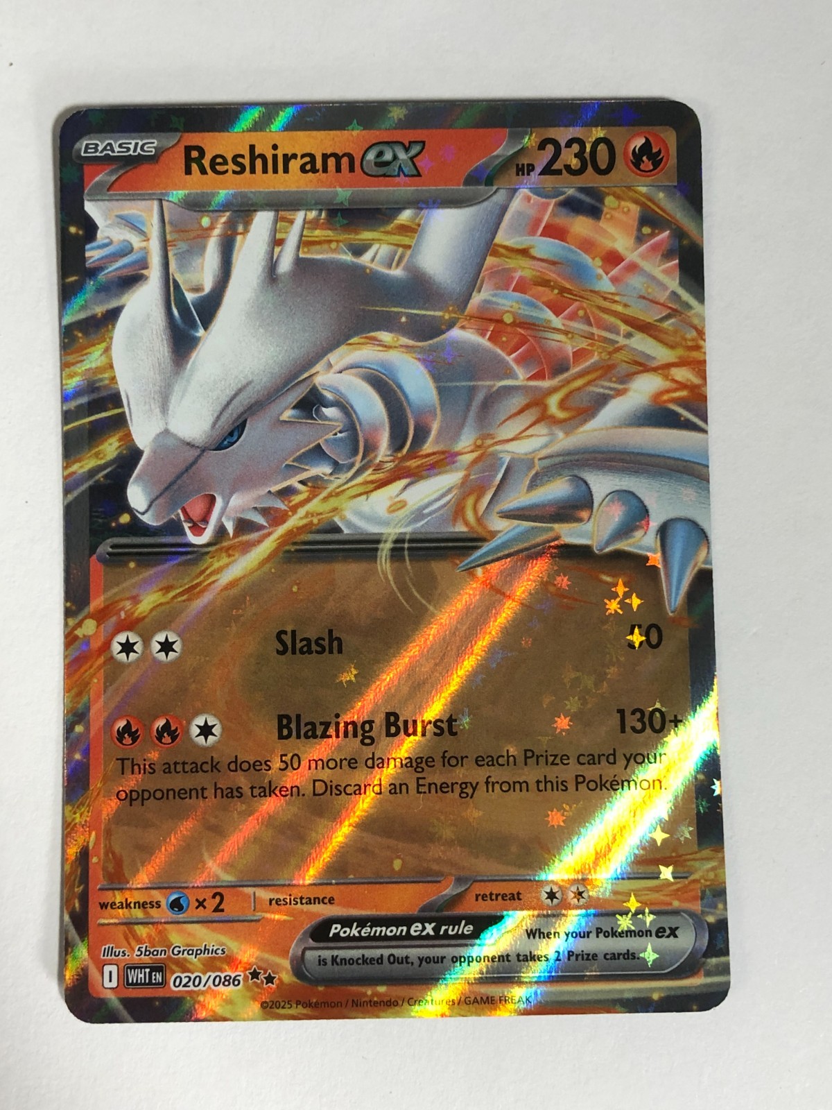 Pokemon TCG White Flare Reshiram EX 020/086 Near Mint