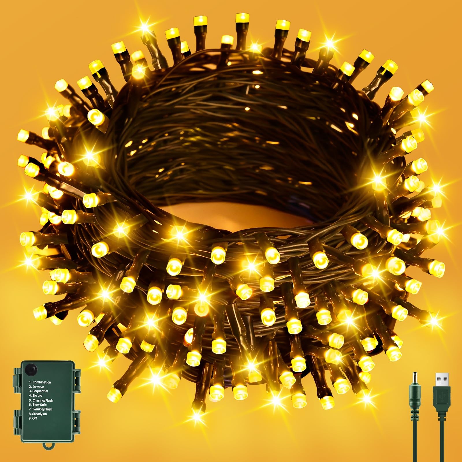 Guirlande lumineuse extérieur pile USB 12m minuterie étanche