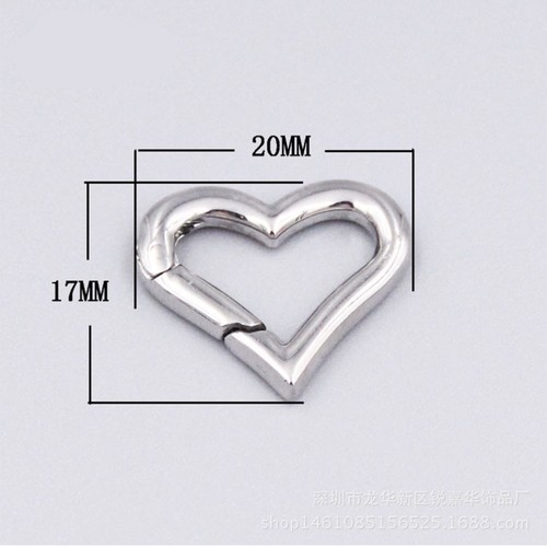 2 PCS Stainless Steel Spring Buckle Carabiner Heart Swivel Clasps - Picture 8 of 11