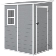 Outsunny 4'x5' Garden Storage Shed, Lean to Shed, Grey
