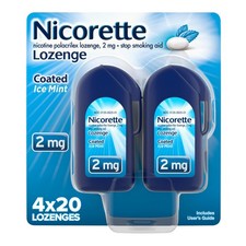 Nicorette 2 mg Coated Nicotine Lozenges to Help Stop Smoking Ice Mint Flavor...