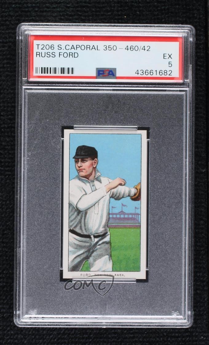 1909-11 T206 Sweet Caporal 350-460 Factory No 42 Back Russ Ford PSA 5 1q7