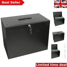 Lockable A4 Steel File Box with 5 Suspension Files - Secure Document Storage