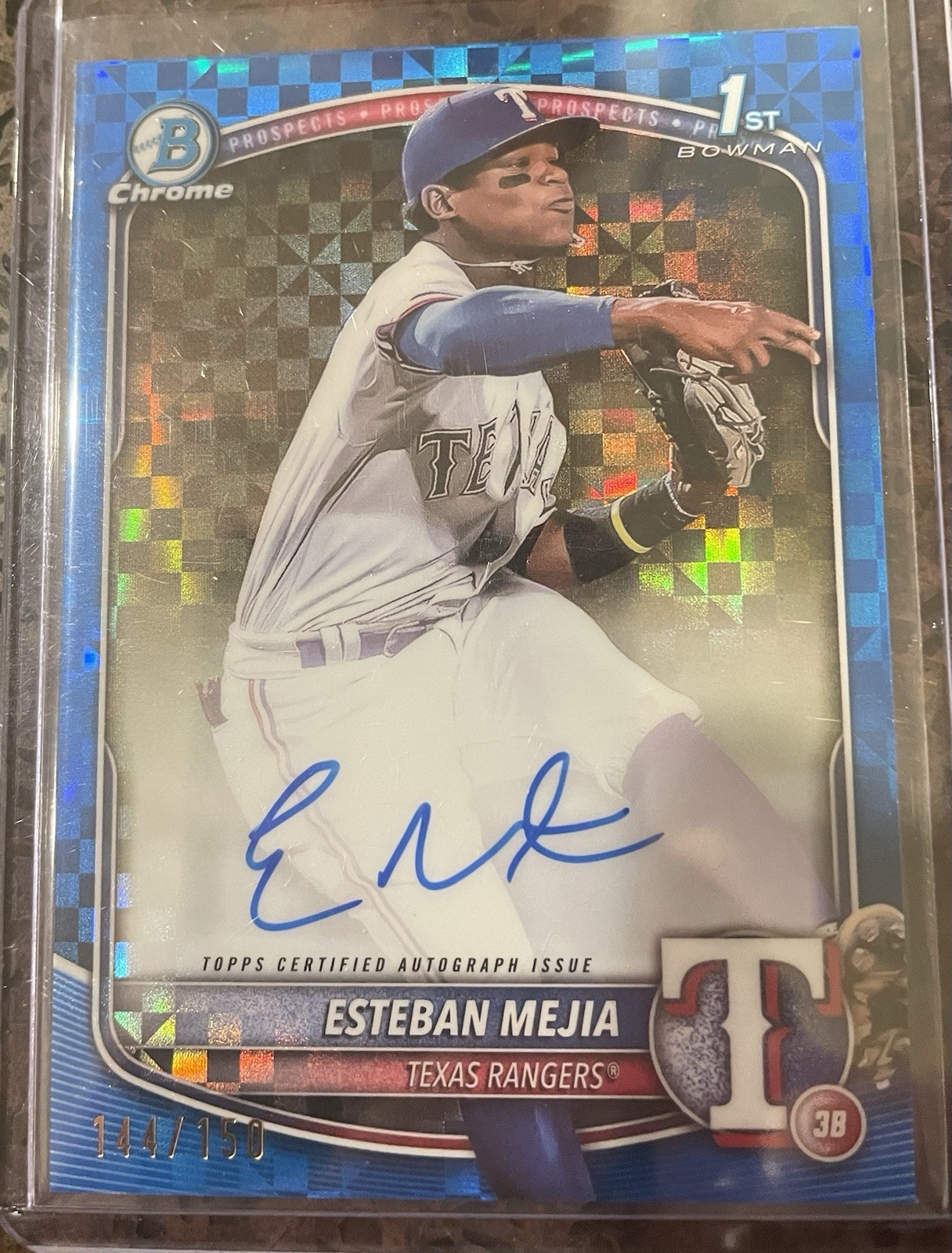 2025 Bowman Chrome Prospect Auto Esteban Mejia #CPA-EM Blue X-Fractor /150