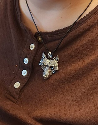 I Am Wolf Head Silver Plated Pendant Necklace Men Women Vintage Nordic Mythology