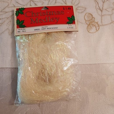 Iridescent  Angel Hair Tinsel Vintage 1/4oz Christmas Medley Decor Crafts RETRO