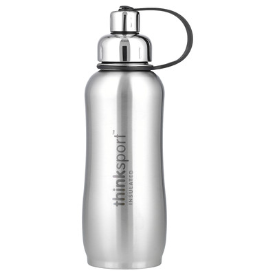 Think Thinksport Insulated Sports Bottle Silver 25 oz 750 ml B Corp, BPA-Free