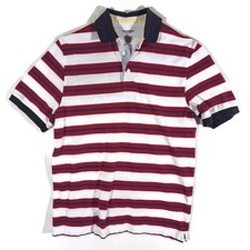 Saddlebred Polo Shirt Mens Medium Multicolor Striped Short Sleeve 1/4 Button Up