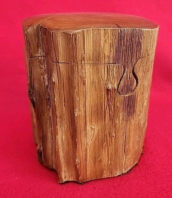 Vintage Hand Crafted  Aromatic Cedar Wooden 3 Piece  Puzzle Log Box 5.5''H x 5''W