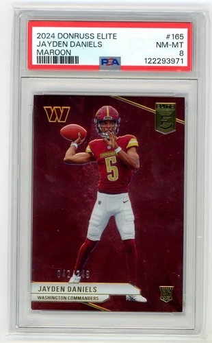 2024 Donruss Elite #165 Jayden Daniels RC Rookie Maroon /249 PSA 8 NM-MT (EN)